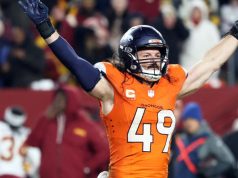 อเล็กซ์ ซิงเกิลตัน ไลน์แบ็กเกอร์ของเดนเวอร์ บรองโกส์ กลับมาลงสนามได้สามสัปดาห์หลังการผ่าตัดมะเร็ง