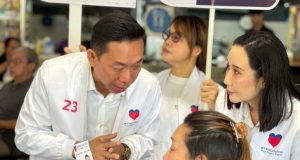 เอกสิทธิ์ พรรคปวงชนไทย ลงตลาดบองมาเช่–ประชานิเวศ ช่วยวีริสรา หาเสียง